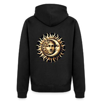 Vintage Sonne Und Mond Astronomie Astrologie Kosmos - Unisex Premium Bio Zip Hoodie - Schwarz - Hinten - Nico (187cm)