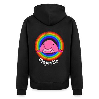 Drôle Blobfish Sea Creature Arc-en-ciel - Veste à capuche bio Premium Unisexe - noir - Dos - Nico (187cm)