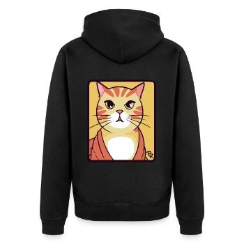 Chat de dessin animé simple et cool - Veste à capuche bio Premium Unisexe - noir - Dos - Nico (187cm)