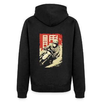 Rallye Oldschool : Motocross d’Asie - Veste à capuche bio Premium Unisexe - noir - Dos - Nico (187cm)