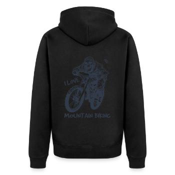 Cycling skeleton, I love mountain biking - Unisex Premium Organic Zip Hoodie - black - Back - Nico (187cm)