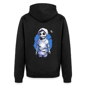 Cartoon Skelett Mumie - Unisex Premium Bio Zip Hoodie - Schwarz - Hinten - Nico (187cm)
