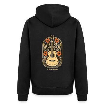 Guitare acoustique, guitare et fleurs - Veste à capuche bio Premium Unisexe - noir - Dos - Nico (187cm)