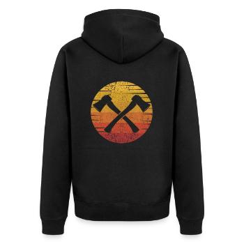 Retro Axe Throwing Game Competition Professional - Unisex Premium Organic Zip Hoodie - black - Back - Nico (187cm)