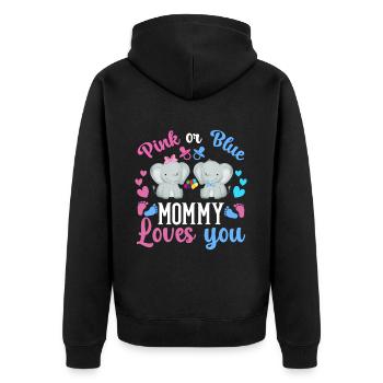 Pink Or Blue Mama Loves You Sex - Unisex Premium Organic Zip Hoodie - black - Back - Nico (187cm)