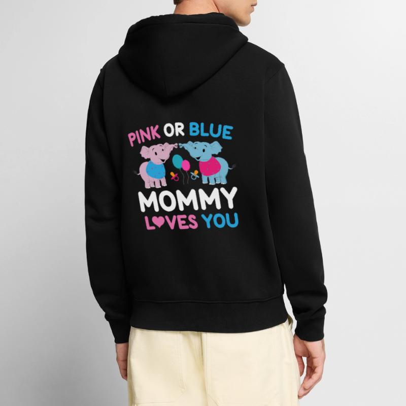 Pink Oder Blue Mama Liebt Dich Geschlecht Unisex Premium Bio Zip Hoodie