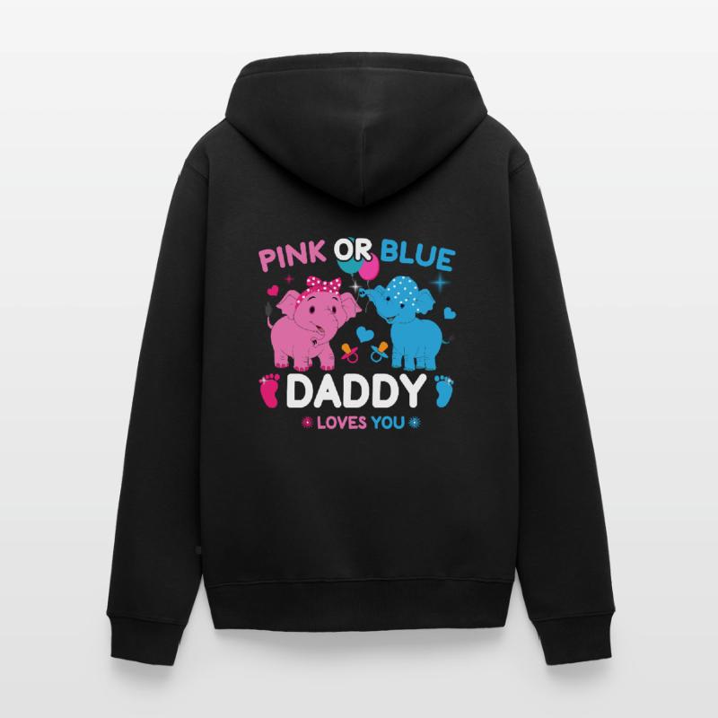 Pink Oder Blue Daddy Liebt Dich Geschlecht Unisex Premium Bio Zip Hoodie