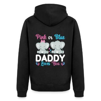 Papa rose ou bleu t'aime le sexe - Veste à capuche bio Premium Unisexe - noir - Dos - Nico (187cm)