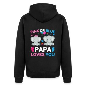 Papa rose ou bleu t'aime le sexe - Veste à capuche bio Premium Unisexe - noir - Dos - Nico (187cm)