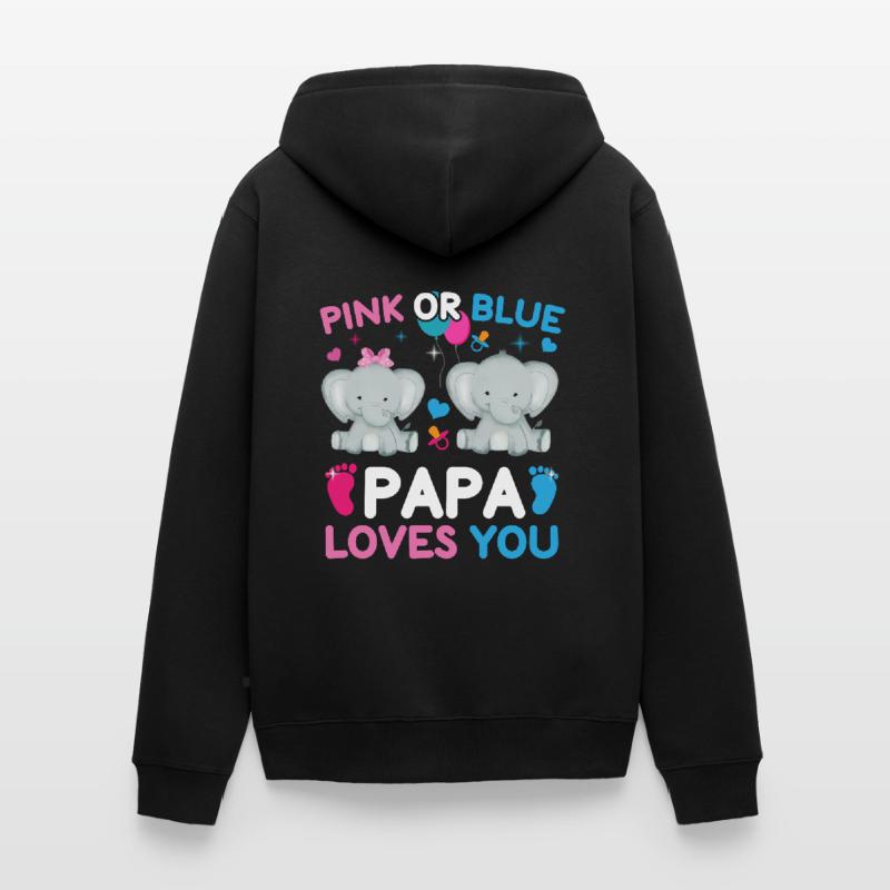 Pink Oder Blue Daddy Liebt Dich Geschlecht Unisex Premium Bio Zip Hoodie