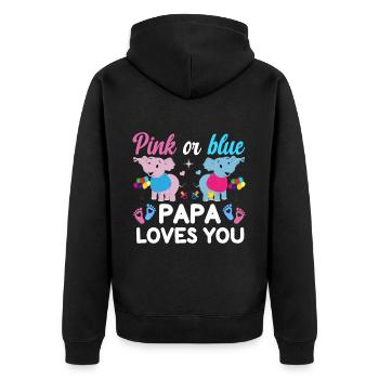 Papa rose ou bleu t'aime le sexe - Veste à capuche bio Premium Unisexe - noir - Dos - Nico (187cm)