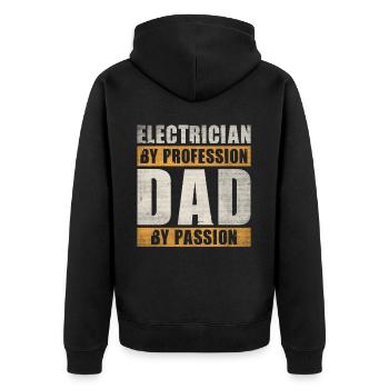 Papa Par Passion Profession Électricien - Veste à capuche bio Premium Unisexe - noir - Dos - Nico (187cm)