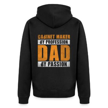 Dad By Passion Profession Cabinet Maker - Unisex Premium Organic Zip Hoodie - black - Back - Nico (187cm)