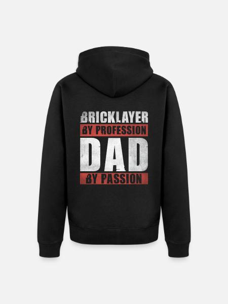 Dad By Passion Profession Bricklayer - Unisex Premium Bio Zip Hoodie - Schwarz