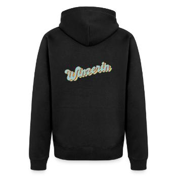 Weinbauer Abschluss-Geschenk Winzerin - Unisex Premium Bio Zip Hoodie - Schwarz - Hinten - Nico (187cm)