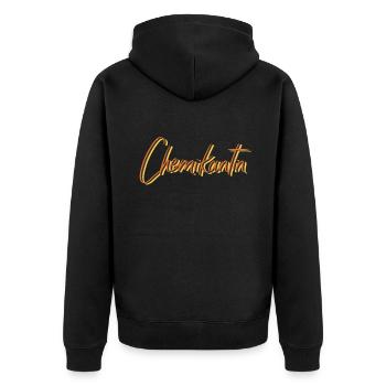 Laborant Abschluss-Geschenk Chemikantin - Unisex Premium Bio Zip Hoodie - Schwarz - Hinten - Nico (187cm)