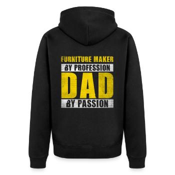 Dad By Passion Profession Furniture Maker - Unisex Premium Organic Zip Hoodie - black - Back - Nico (187cm)