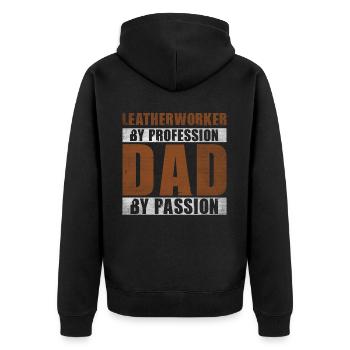 Dad By Passion Profession Leatherworker - Unisex Premium Organic Zip Hoodie - black - Back - Nico (187cm)