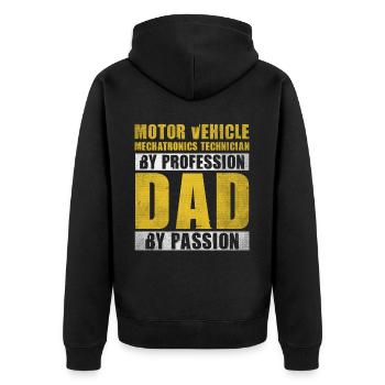 Dad By Passion Profession Automotive Mechatronics - Unisex Premium Organic Zip Hoodie - black - Back - Nico (187cm)
