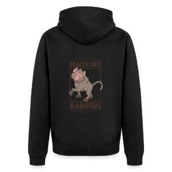 Ich liebe Paviane - Pavian - Unisex Premium Bio Zip Hoodie - Schwarz - Hinten - Nico (187cm)
