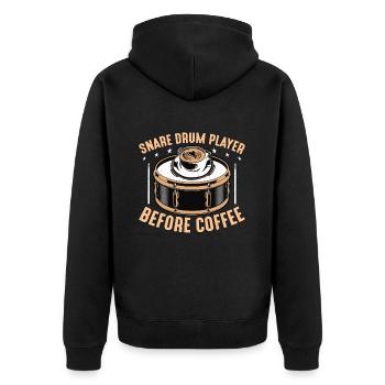 Snare Drum Player Before Drumline Coffee Lover - Unisex Premium Organic Zip Hoodie - black - Back - Nico (187cm)