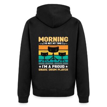 Snare Drum Player Morning Is Not My Time Drumming - Unisex Premium Organic Zip Hoodie - black - Back - Nico (187cm)