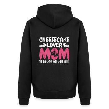Cheesecake Lover Mom The Idol The Myth Cheesecakes - Unisex Premium Bio Zip Hoodie - Schwarz - Hinten - Nico (187cm)