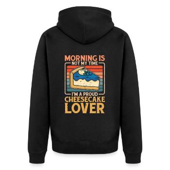 Cheesecake Lover Morning Is Not My Time I'm Baker - Unisex Premium Bio Zip Hoodie - Schwarz - Hinten - Nico (187cm)