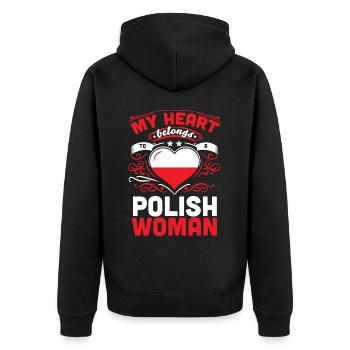 Mon cœur appartient à une femme polonaise amour Saint-Valentin - Veste à capuche bio Premium Unisexe - noir - Dos - Nico (187cm)