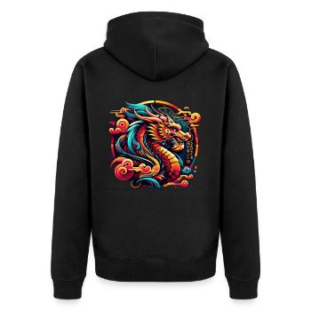 Year Of The Dragon 2024 Chinese Zodiac Lucky - Unisex Premium Organic Zip Hoodie - black - Back - Nico (187cm)