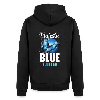 Schmetterlingsliebhaber Insektenkäfer Blauer Morpho-Schmetterling - Unisex Premium Bio Zip Hoodie - Schwarz - Hinten - Nico (187cm)