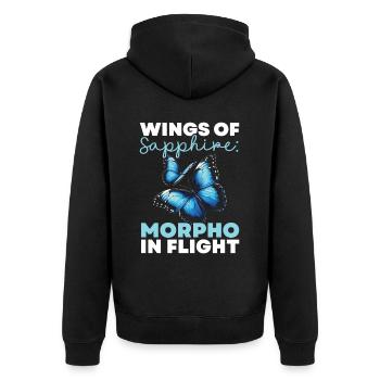 Butterfly Lover Insect Bug Blue Morpho Butterfly - Unisex Premium Organic Zip Hoodie - black - Back - Nico (187cm)