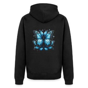 Schmetterlingsliebhaber Insektenkäfer Blauer Morpho-Schmetterling - Unisex Premium Bio Zip Hoodie - Schwarz - Hinten - Nico (187cm)