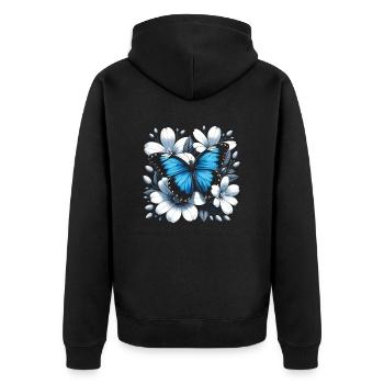 Schmetterlingsliebhaber Insektenkäfer Blauer Morpho-Schmetterling - Unisex Premium Bio Zip Hoodie - Schwarz - Hinten - Nico (187cm)
