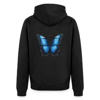 Butterfly Lover Insect Bug Blue Morpho Butterfly - Unisex Premium Organic Zip Hoodie - black - Back - Nico (187cm)