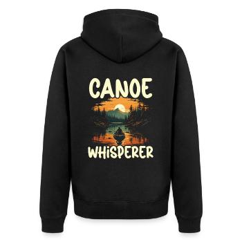 Kanufahren, Kajak, Wassersport, Tretboot, Bootfahren - Unisex Premium Bio Zip Hoodie - Schwarz - Hinten - Nico (187cm)