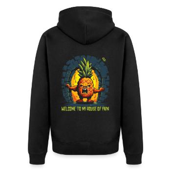 Welcome to the Dungeon of Pain: Pineapple - Unisex Premium Organic Zip Hoodie - black - Back - Nico (187cm)