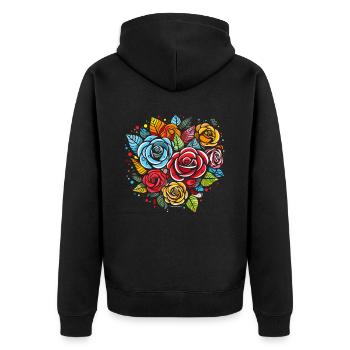 A variety of roses and flowers - Unisex Premium Organic Zip Hoodie - black - Back - Nico (187cm)