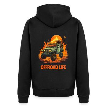 Vie tout-terrain : 4x4 sans roues - Veste à capuche bio Premium Unisexe - noir - Dos - Nico (187cm)