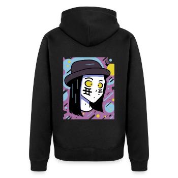 manga anime : artistique, fille colorée avec hu - Veste à capuche bio Premium Unisexe - noir - Dos - Nico (187cm)