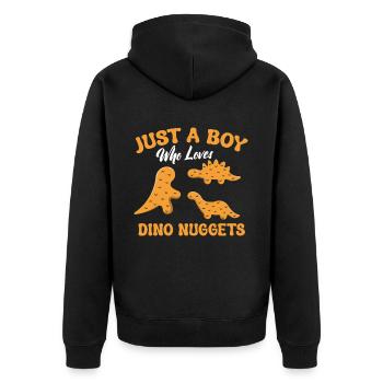 Nuggets de poulet Dino Amateurs de nuggets de dinosaures - Veste à capuche bio Premium Unisexe - noir - Dos - Nico (187cm)