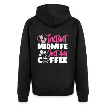 Nurse Midwife Birth Worker Coffee - Unisex Premium Bio Zip Hoodie - Schwarz - Hinten - Nico (187cm)