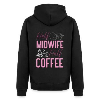 Nurse Midwife Birth Worker Coffee - Unisex Premium Bio Zip Hoodie - Schwarz - Hinten - Nico (187cm)