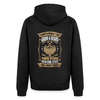 Stone Into Cool Things Mason - Unisex Premium Bio Zip Hoodie - Schwarz - Hinten - Nico (187cm)