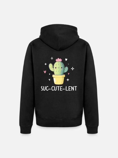 Funny Succulent Cactus - Unisex Premium Organic Zip Hoodie - black
