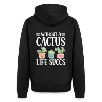 Lustige Sukkulente - Unisex Premium Bio Zip Hoodie - Schwarz - Hinten - Nico (187cm)