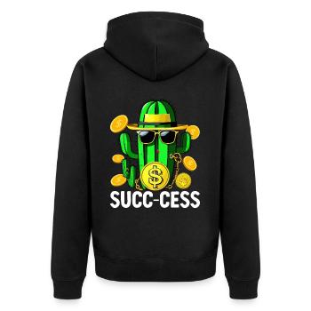 Lustiger Sukkulenten-Kaktus - Unisex Premium Bio Zip Hoodie - Schwarz - Hinten - Nico (187cm)