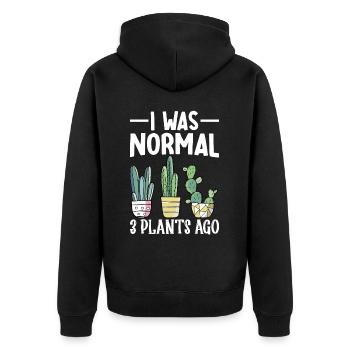 Lustiger Sukkulenten-Kaktus - Unisex Premium Bio Zip Hoodie - Schwarz - Hinten - Nico (187cm)