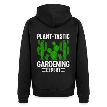 Lustiger Sukkulenten-Kaktus - Unisex Premium Bio Zip Hoodie - Schwarz - Hinten - Nico (187cm)