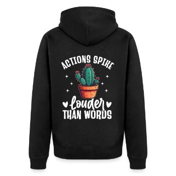 Lustiger Sukkulenten-Kaktus - Unisex Premium Bio Zip Hoodie - Schwarz - Hinten - Nico (187cm)